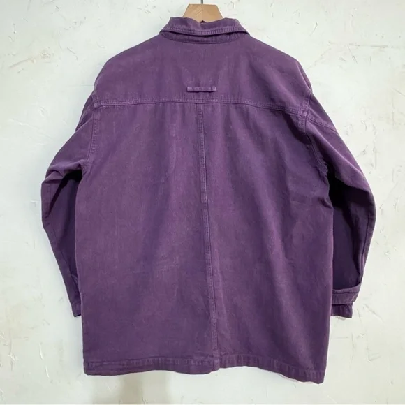 Purple Cotton Chore Jacket Relaxed Fit Workwear Erika & Co L - Picture 5 of 6